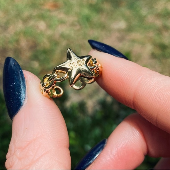 Jewelry - Adjustable Gold Tone Star Script Chain Band Ring Size 6 & Up